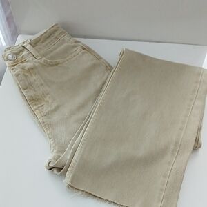 Zara Women's Straight Leg  High Rise Jeans in Minty Beige NWT